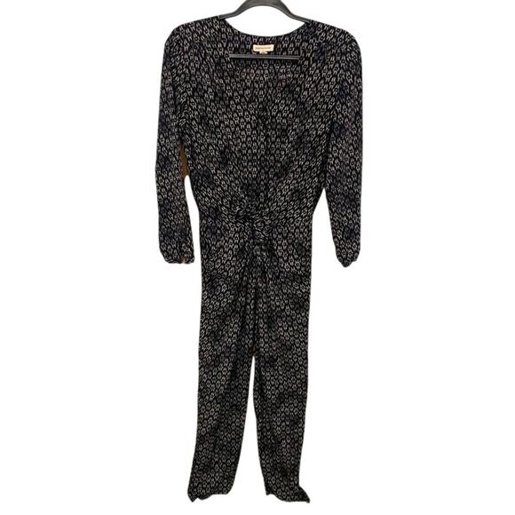 Rebecca Taylor Black Abstract Silk Printed Jumpsuit Size 8 - Picture 4 of 11